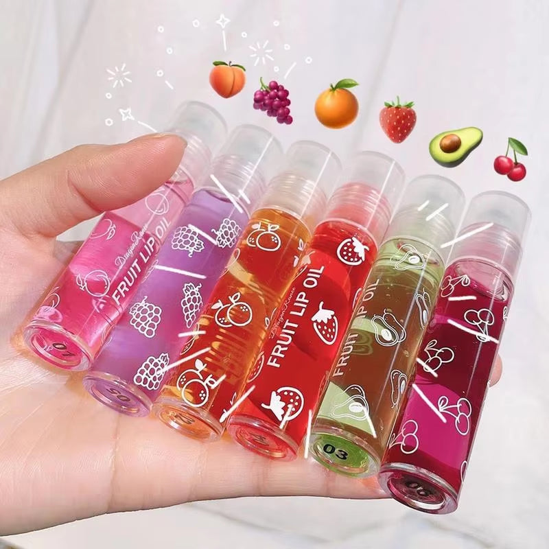1Pcs Fruit Lip Gloss Transparent Lip Oil Moisturizing Reducing Lip Lines Nourishes Lips Long-Lasting Liquid Lip Cosmetics